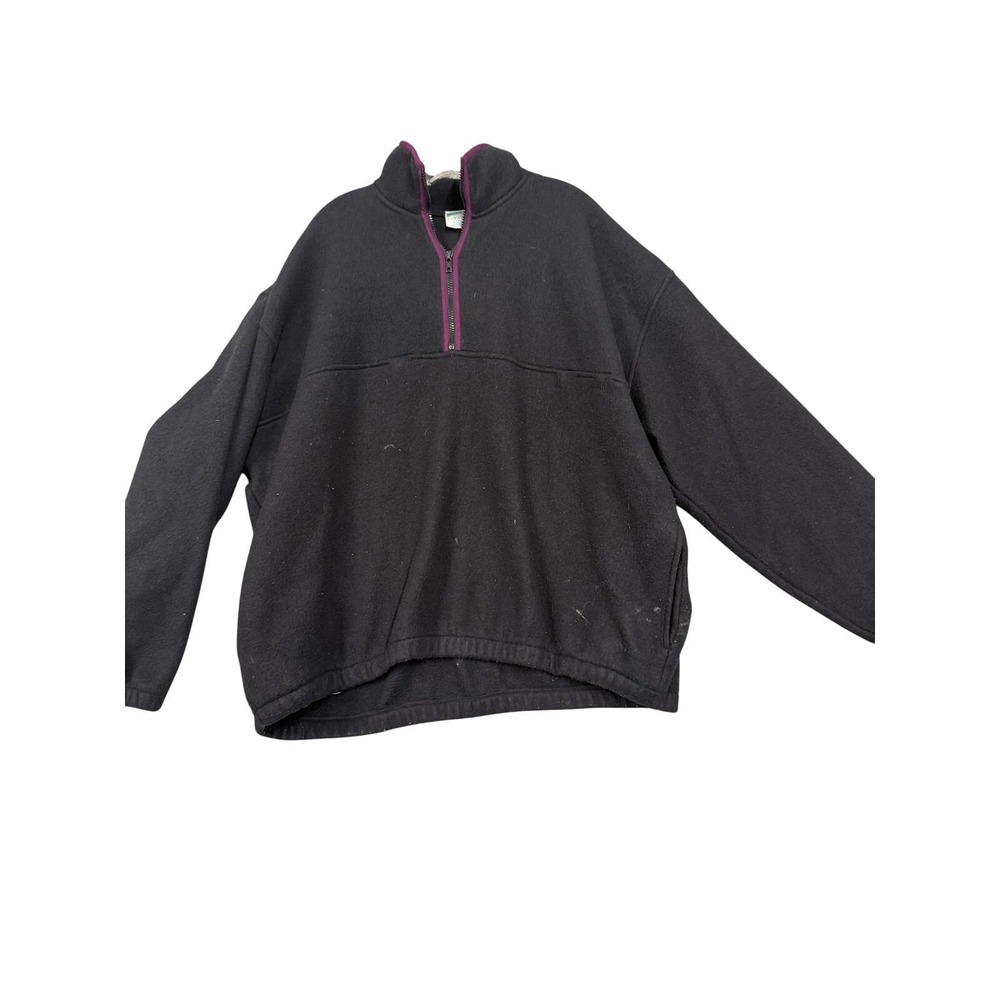 Vintage Cheetah Sweatshirt‎ Mens XL Black Fleece 1/4 Zip Mock Neck Pullover 90s